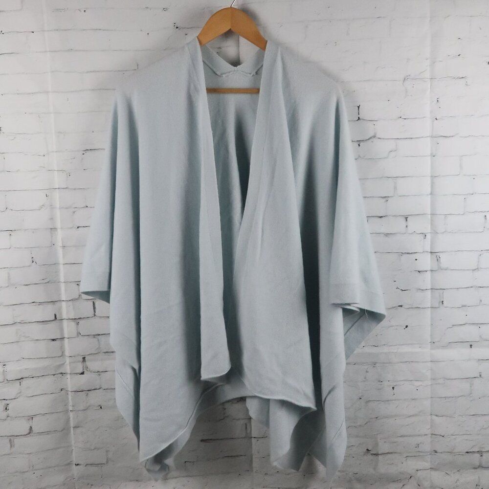 LIGHT BLUE CASHMERE BLEND PONCHO CAPE FITS MEDIUM - LARGE